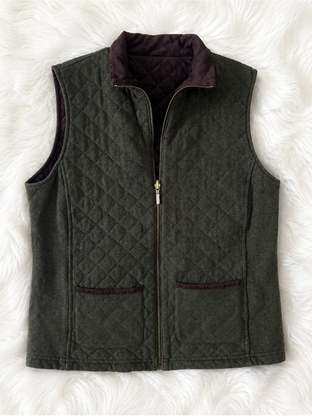 Lauren Ralph Lauren Quilted Zip Vest Women's Medium Reversible